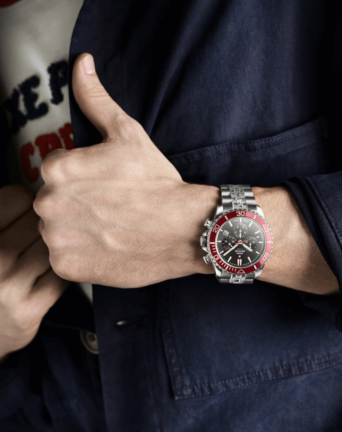 Swiss Military By Chrono Swiss Made Sports Chronograph Quartz Gents Watch 43mm SM34103.03