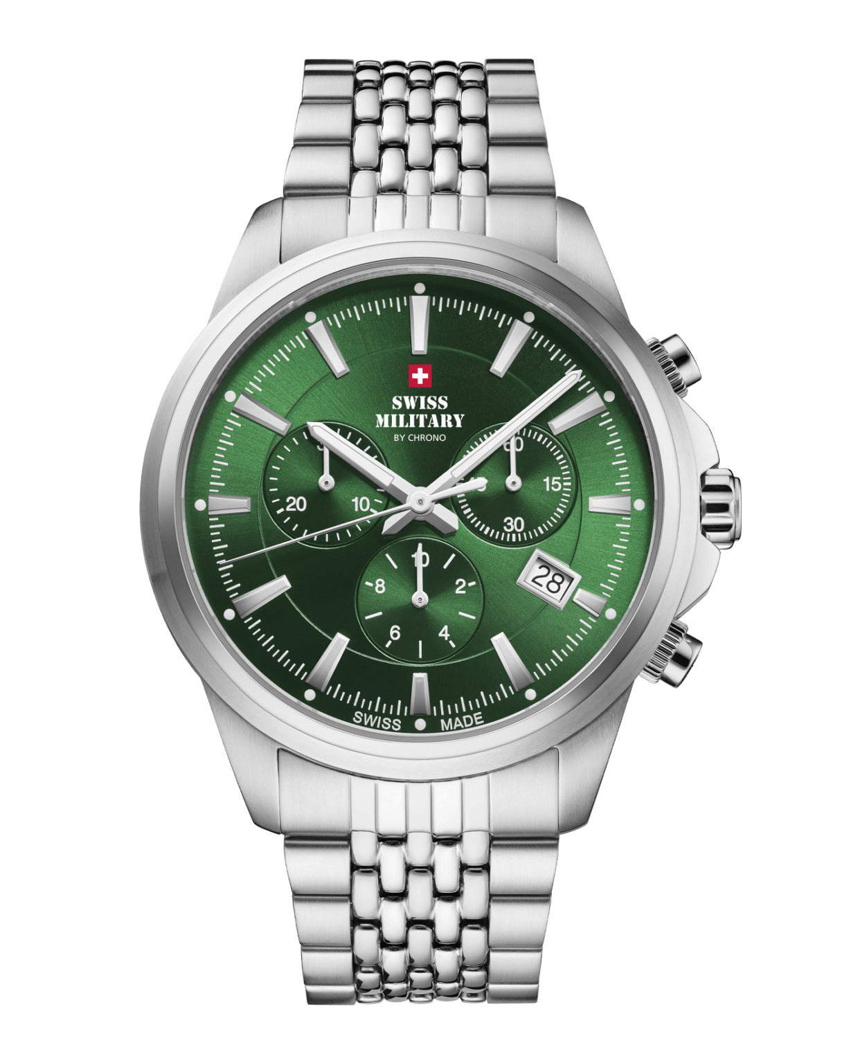 Swiss Military By Chrono Swiss Made Quartz Green Dial Analog Watch For Gents - SM34107.04