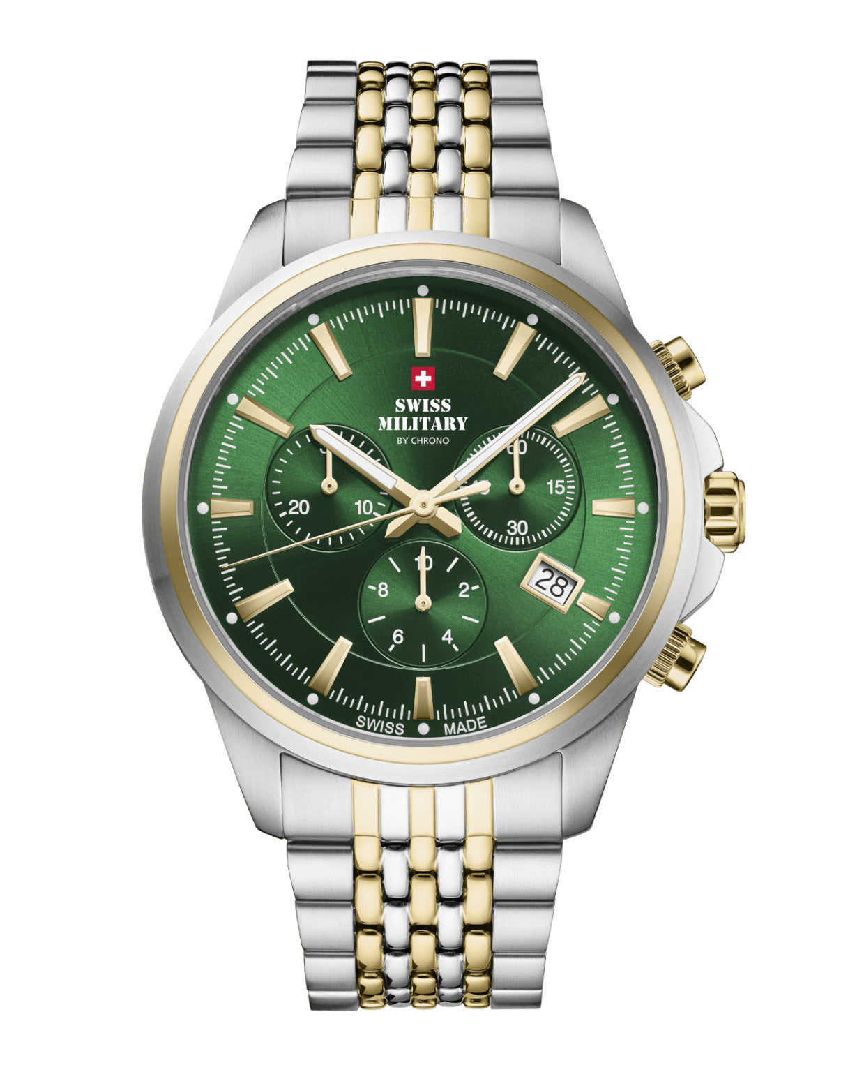 Swiss Military By Chrono Swiss Made Quartz Green Dial Analog Watch For Gents - SM34107.08