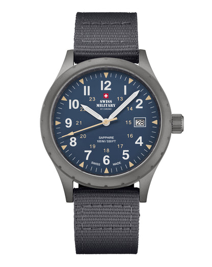 Swiss Military By Chrono Swiss Made Quartz Blue Dial Analog Watch For Gents - SM34108.05