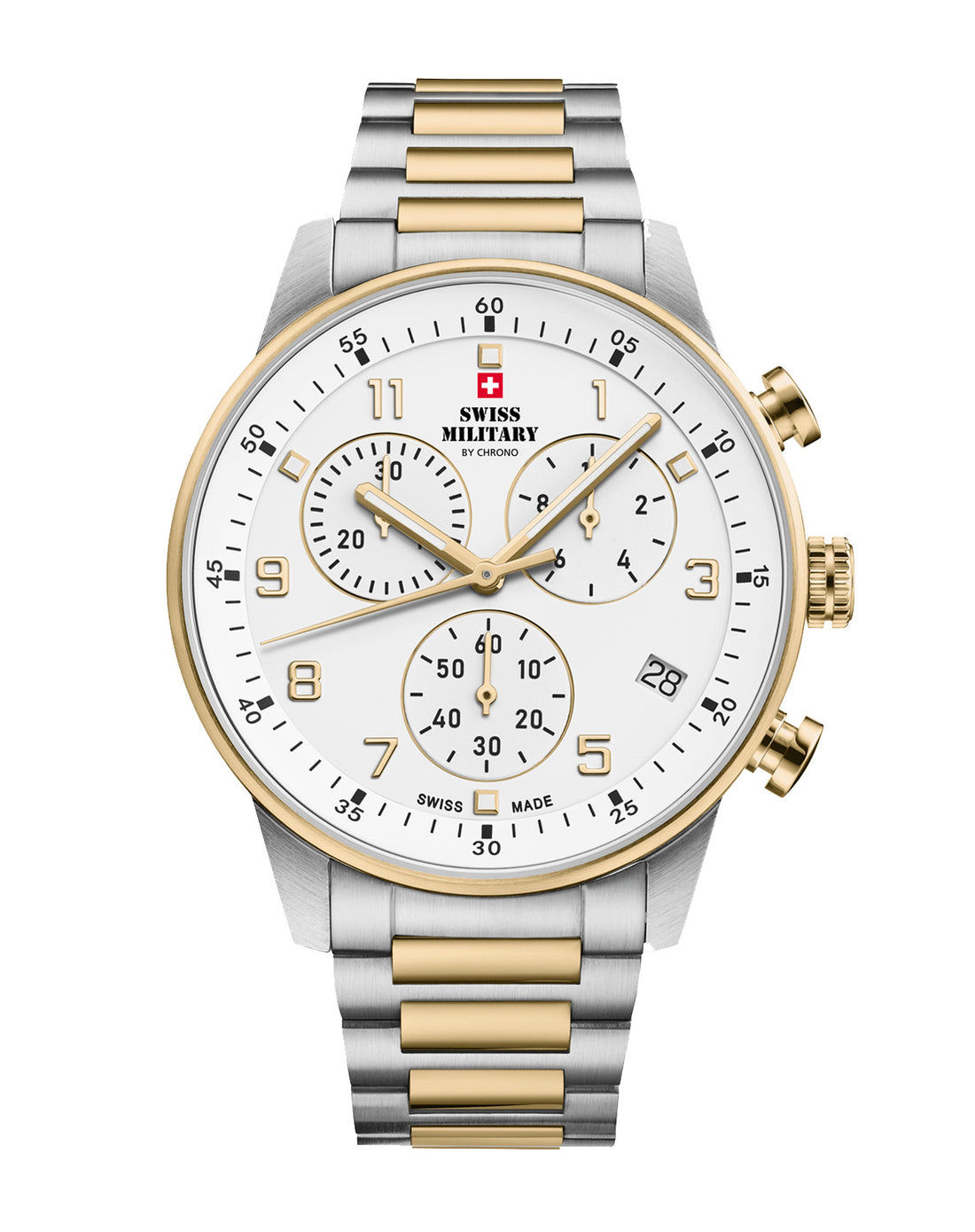 Swiss Military By Chrono Swiss Made Quartz White  Dial Analog Watch For Gents - SM34114.04