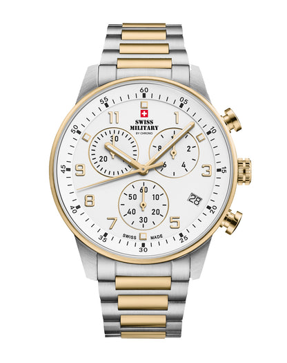 Swiss Military By Chrono Swiss Made Quartz White  Dial Analog Watch For Gents - SM34114.04