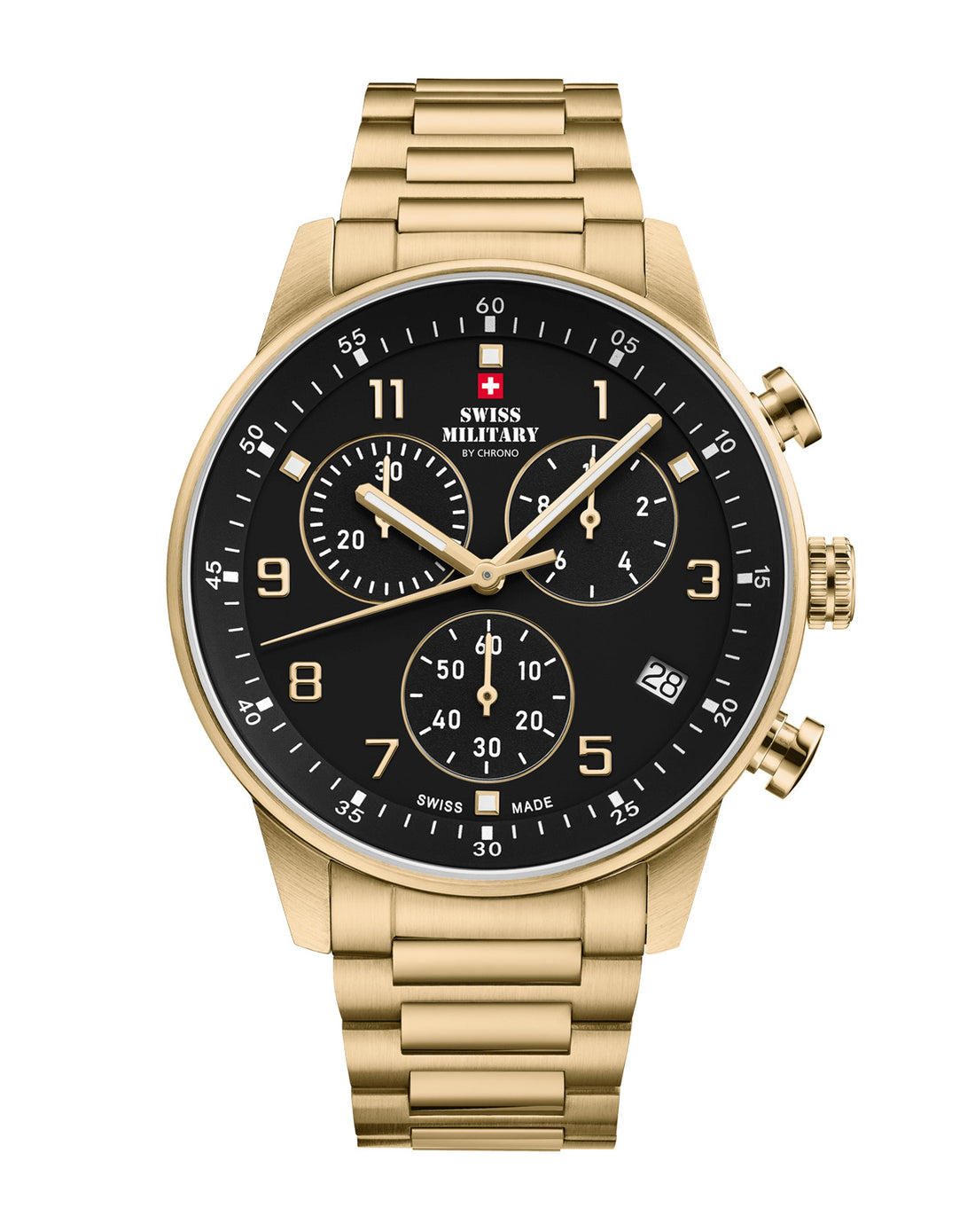 Swiss Military By Chrono Swiss Made Quartz Black Dial Analog Watch For Gents - SM34114.05