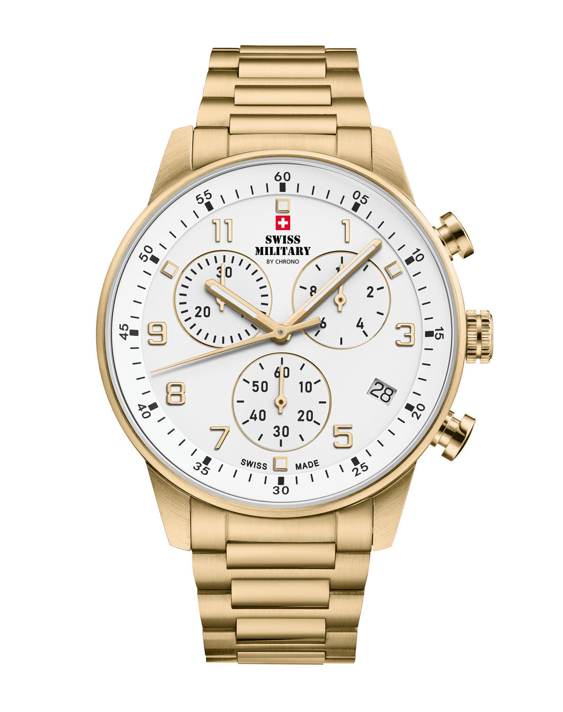 Swiss Military By Chrono Swiss Made Quartz White  Dial Analog Watch For Gents - SM34114.06