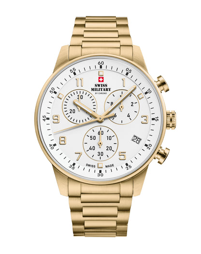 Swiss Military By Chrono Swiss Made Quartz White  Dial Analog Watch For Gents - SM34114.06