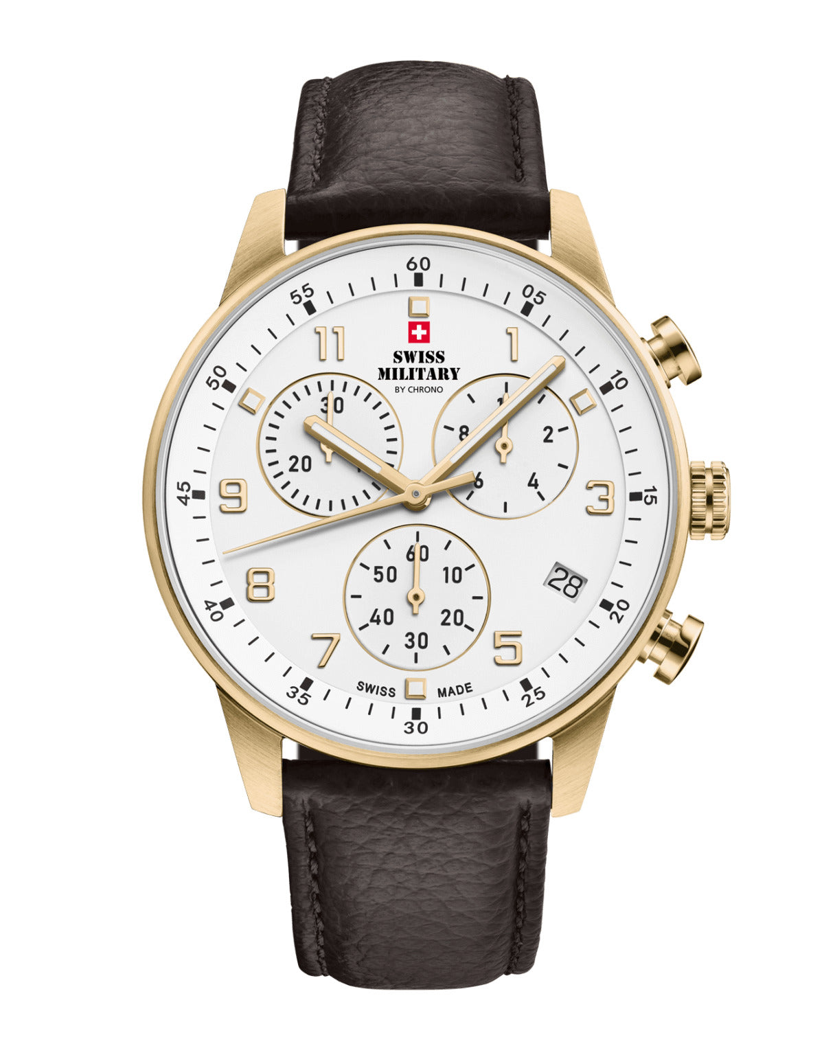 Swiss Military By Chrono Swiss Made Quartz White  Dial Analog Watch For Gents - SM34114.11