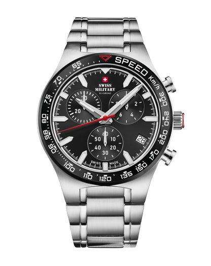 Swiss Military By Chrono Swiss Made Quartz Black Dial Analog Watch For Gents - SM34115.01