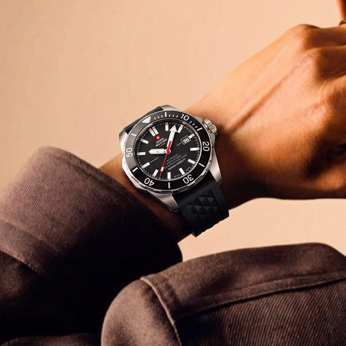 Swiss Military by Chrono Swiss Made Black Dial Analog Watch for Gents - SMA34092.04