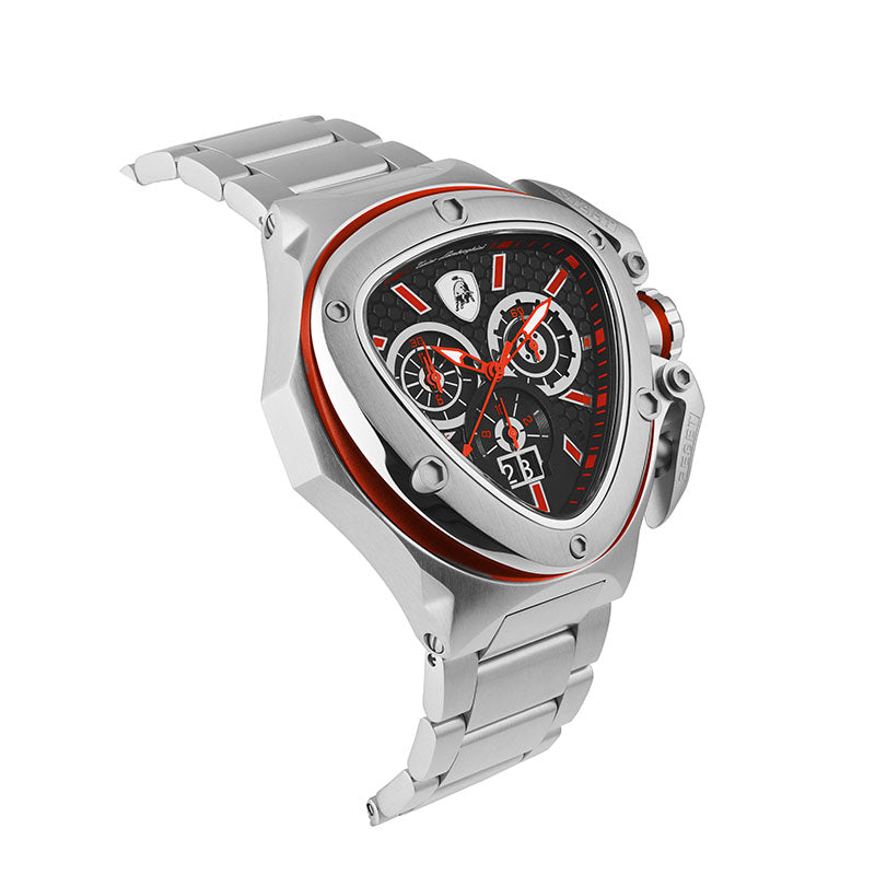 Tonino Lamborghini Spyder Quartz  Black Dial Analog Watch For Gents -  TL9XA-SS-B