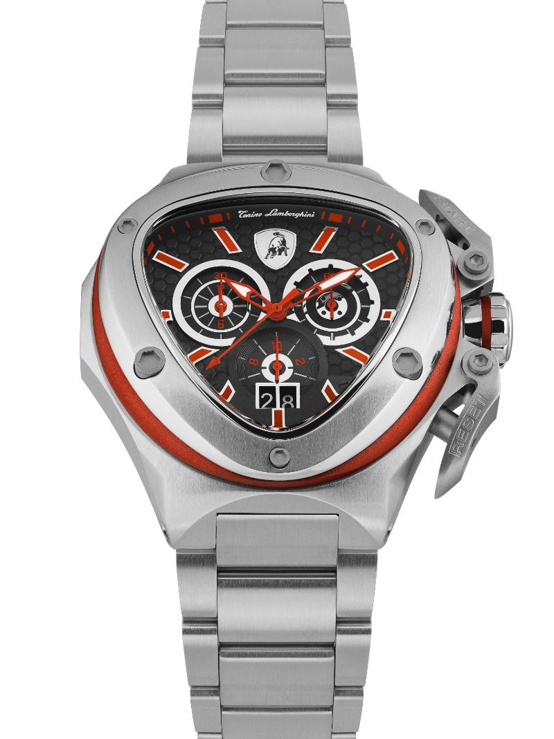 Tonino Lamborghini Spyder Quartz  Black Dial Analog Watch For Gents -  TL9XA-SS-B