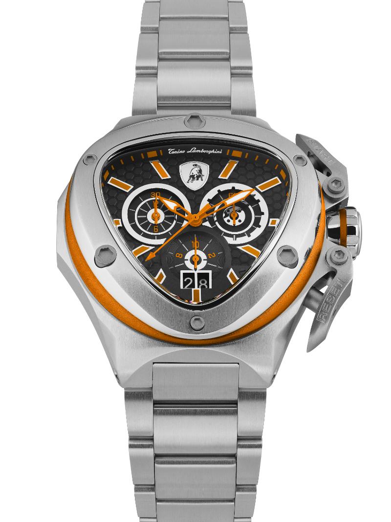 Tonino Lamborghini Spyder Quartz  Black Dial Analog Watch For Gents -  TL9XB-SS-B