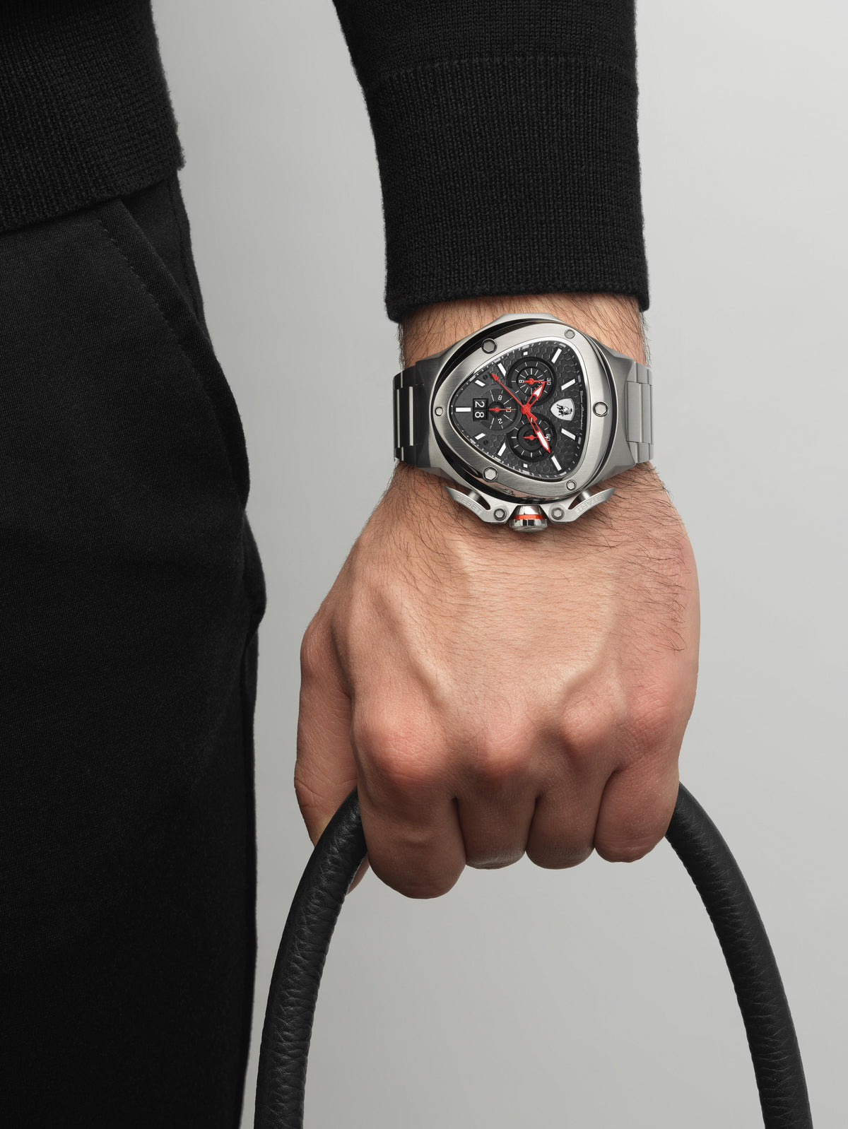 Tonino Lamborghini Spyder Quartz  Black Dial Analog Watch For Gents -  TL9XD-SS-B