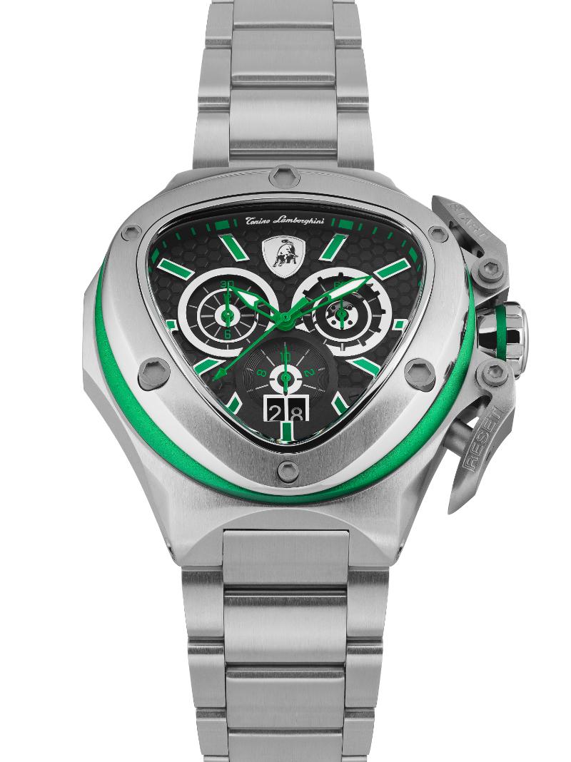 Tonino Lamborghini Spyder Quartz  Black Dial Analog Watch For Gents -  TL9XF-SS-B