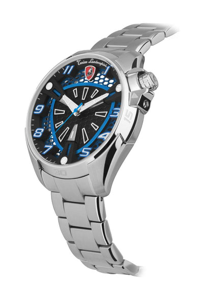Tonino Lamborghini SHOCK ABS Quartz  Blue and Black Dial Analog Watch For Gents -  TLABSB-SS-B