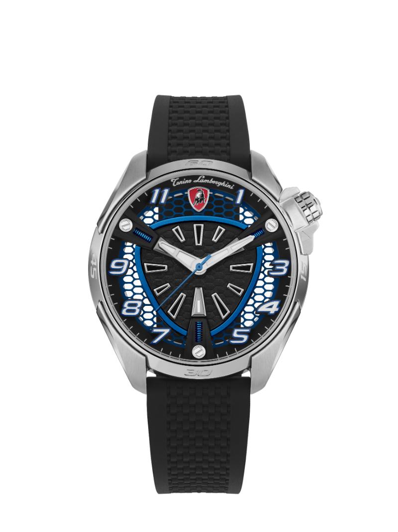 Tonino Lamborghini SHOCK ABS Quartz  Blue and Black Dial Analog Watch For Gents -  TLABSB-SS-R