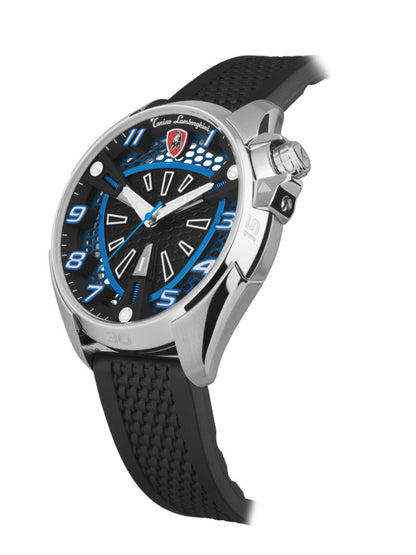 Tonino Lamborghini SHOCK ABS Quartz  Blue and Black Dial Analog Watch For Gents -  TLABSB-SS-R