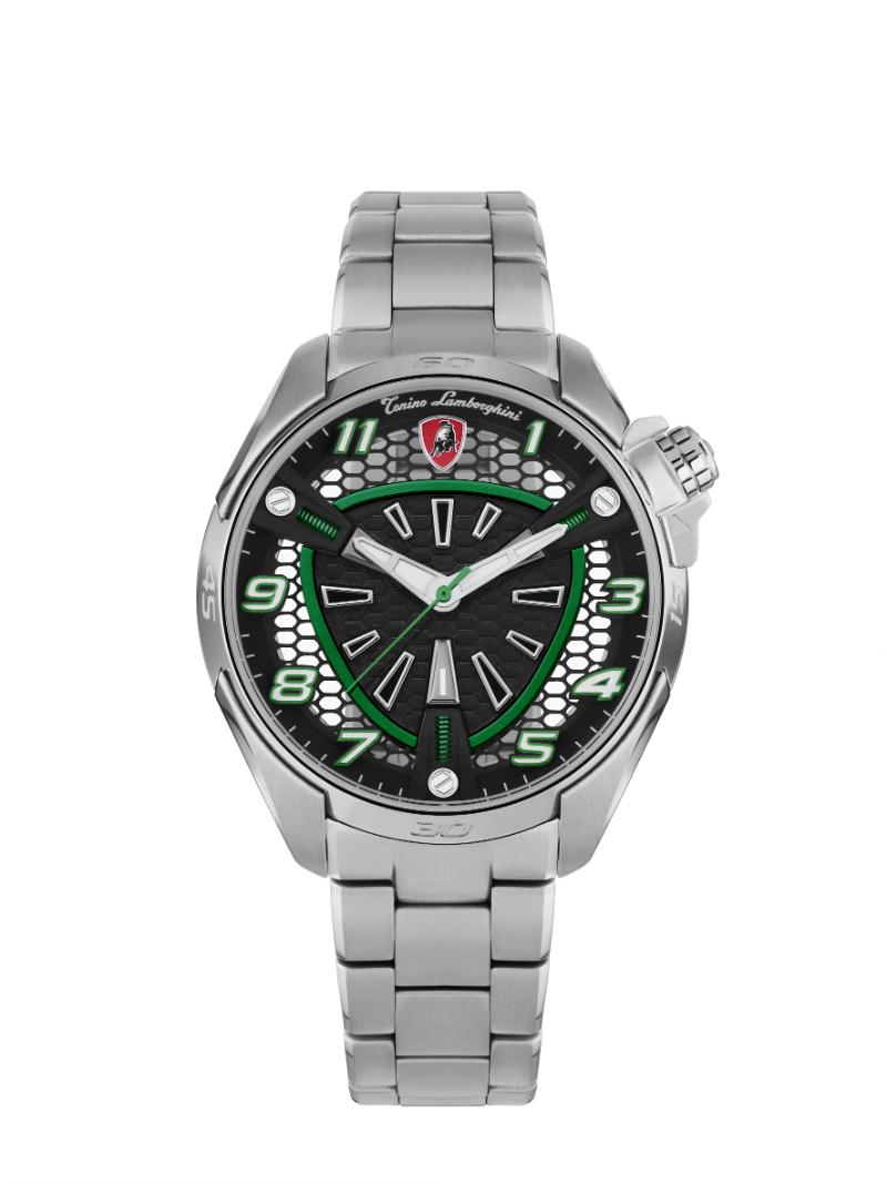 Tonino Lamborghini SHOCK ABS Quartz  Green And Back Dial Analog Watch For Gents -  TLABSG-SS-B
