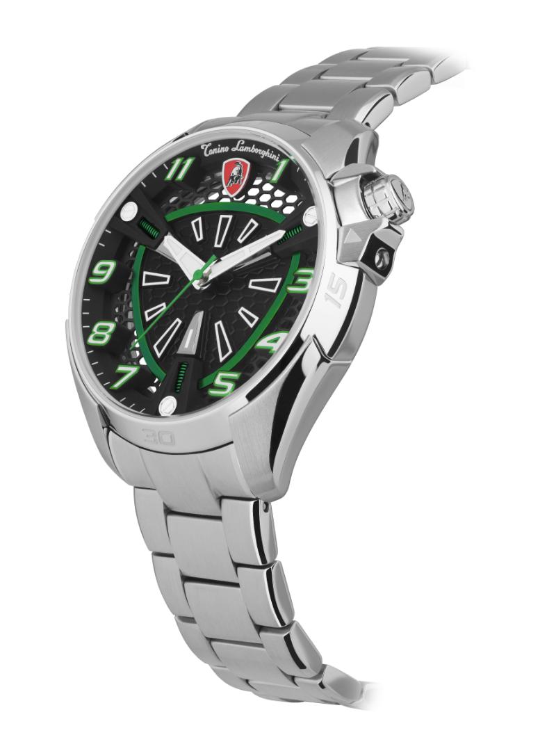 Tonino Lamborghini SHOCK ABS Quartz  Green And Back Dial Analog Watch For Gents -  TLABSG-SS-B