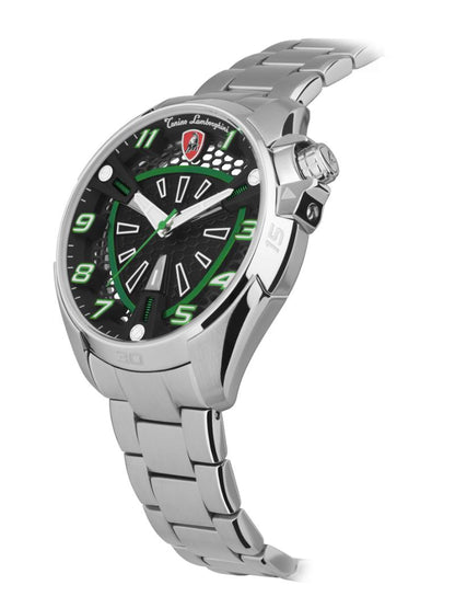 Tonino Lamborghini SHOCK ABS Quartz  Green And Back Dial Analog Watch For Gents -  TLABSG-SS-B