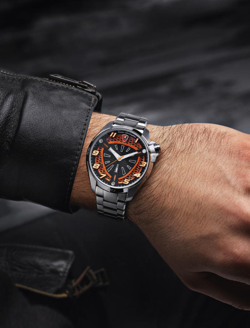 Tonino Lamborghini SHOCK ABS Quartz  Black And Beige Dial Analog Watch For Gents -  TLABSO-SS-R