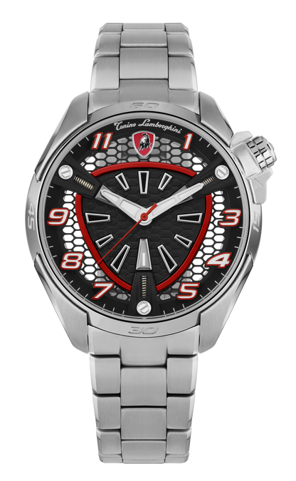 Tonino Lamborghini SHOCK ABS Black With Luminova on hands and Indexes Dial  Watch For Men - TLABSR-SS-B