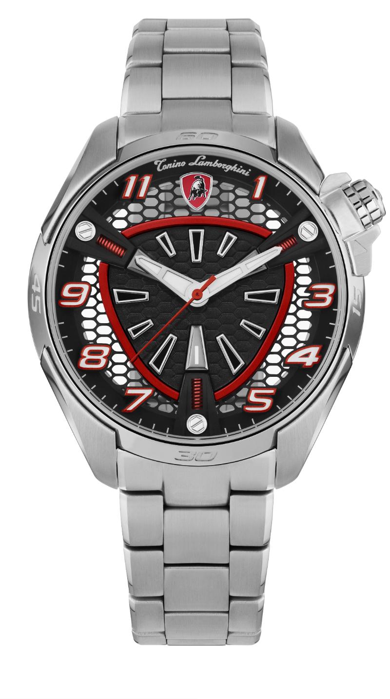 Tonino Lamborghini SHOCK ABS Quartz  Black Dial Analog Watch For Gents -  TLABSR-SS-B