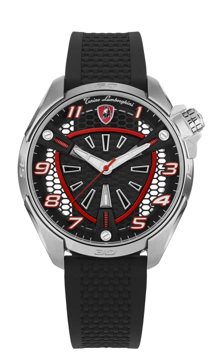 Tonino Lamborghini SHOCK ABS Quartz  Black Dial Analog Watch For Gents -  TLABSR-SS-R