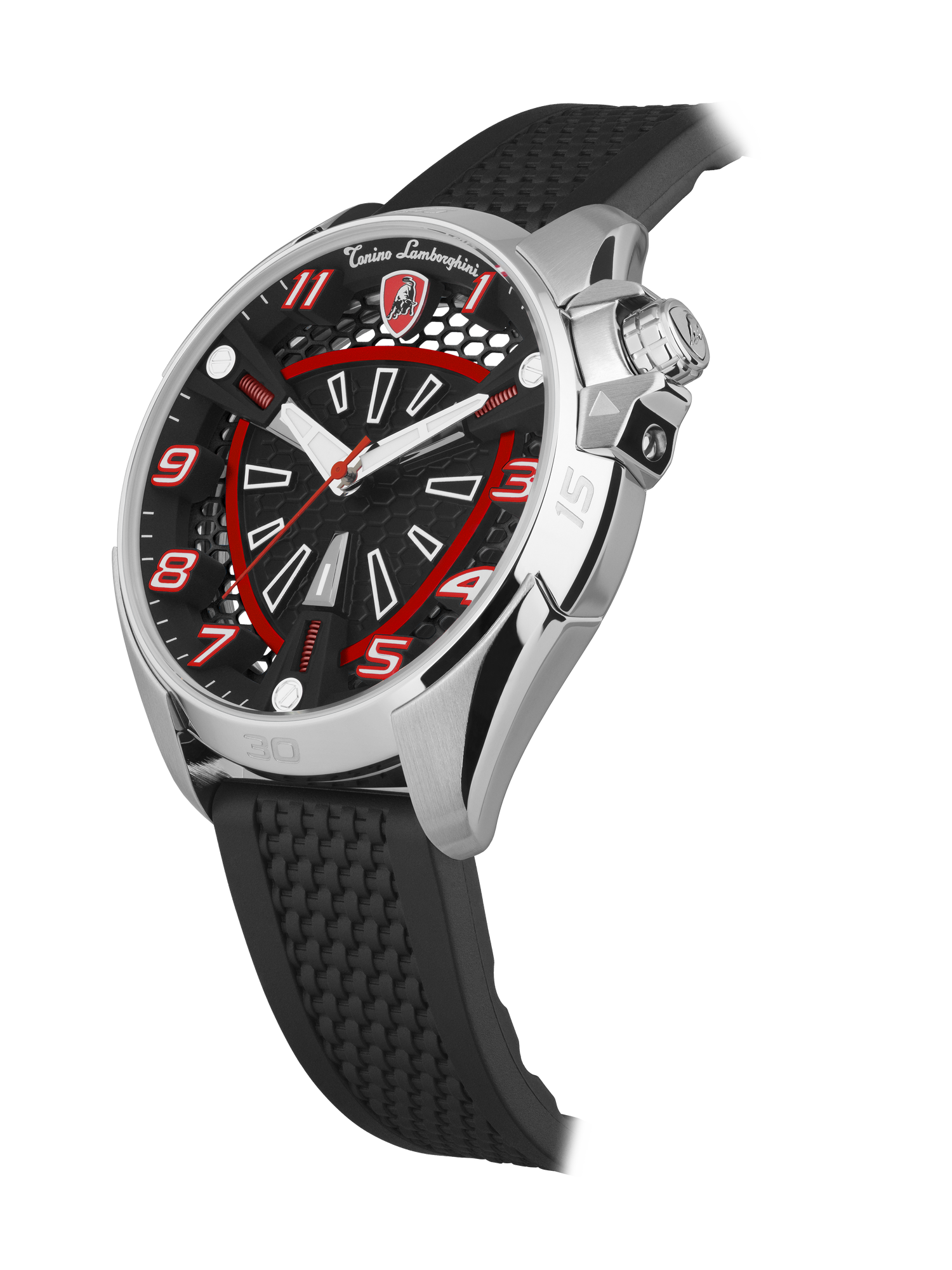 Tonino Lamborghini SHOCK ABS Black With Luminova on hands and Indexes Dial  Watch For Men - TLABSR-SS-R