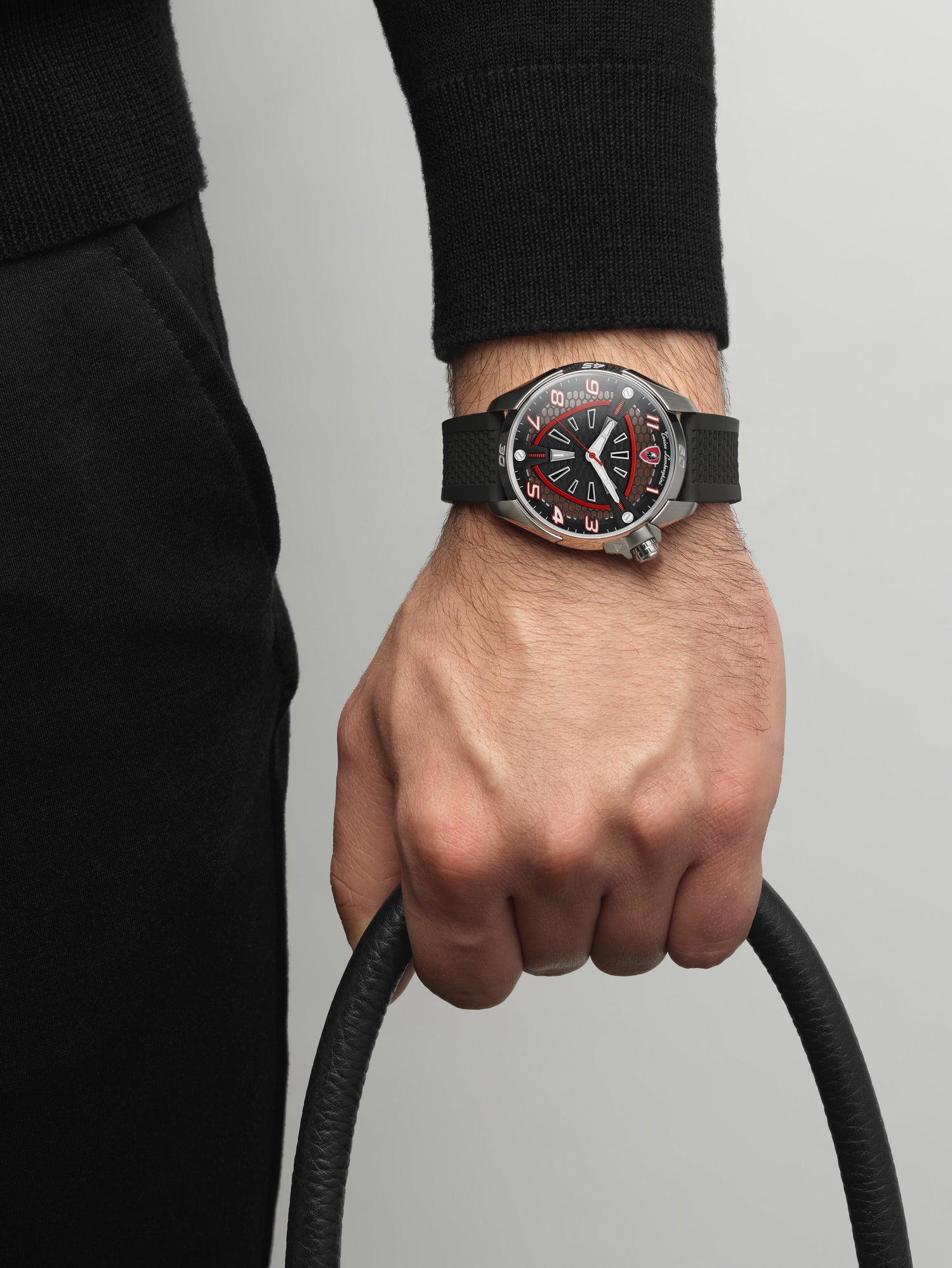 Tonino Lamborghini SHOCK ABS Black With Luminova on hands and Indexes Dial  Watch For Men - TLABSR-SS-R