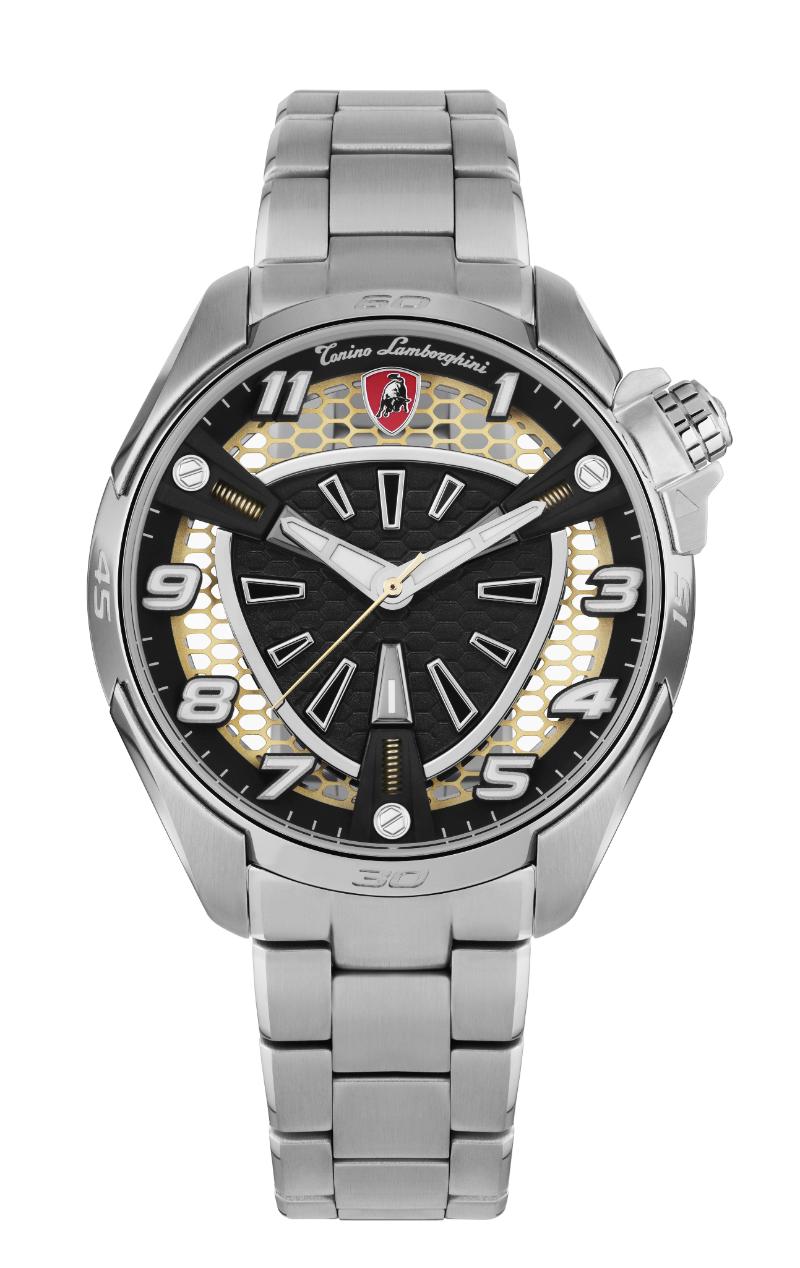 Tonino Lamborghini SHOCK ABS Quartz  White and Black Dial Analog Watch For Gents -  TLABSRG-SS-B