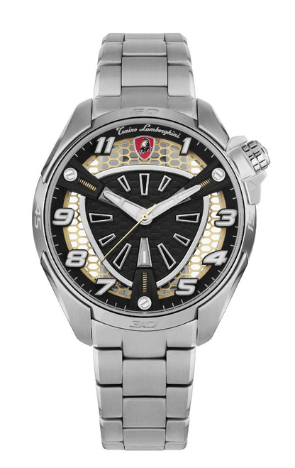 Tonino Lamborghini SHOCK ABS Quartz  White and Black Dial Analog Watch For Gents -  TLABSRG-SS-B