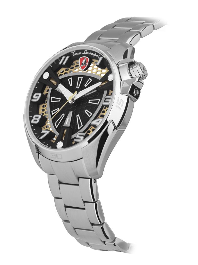 Tonino Lamborghini SHOCK ABS Quartz  White and Black Dial Analog Watch For Gents -  TLABSRG-SS-B