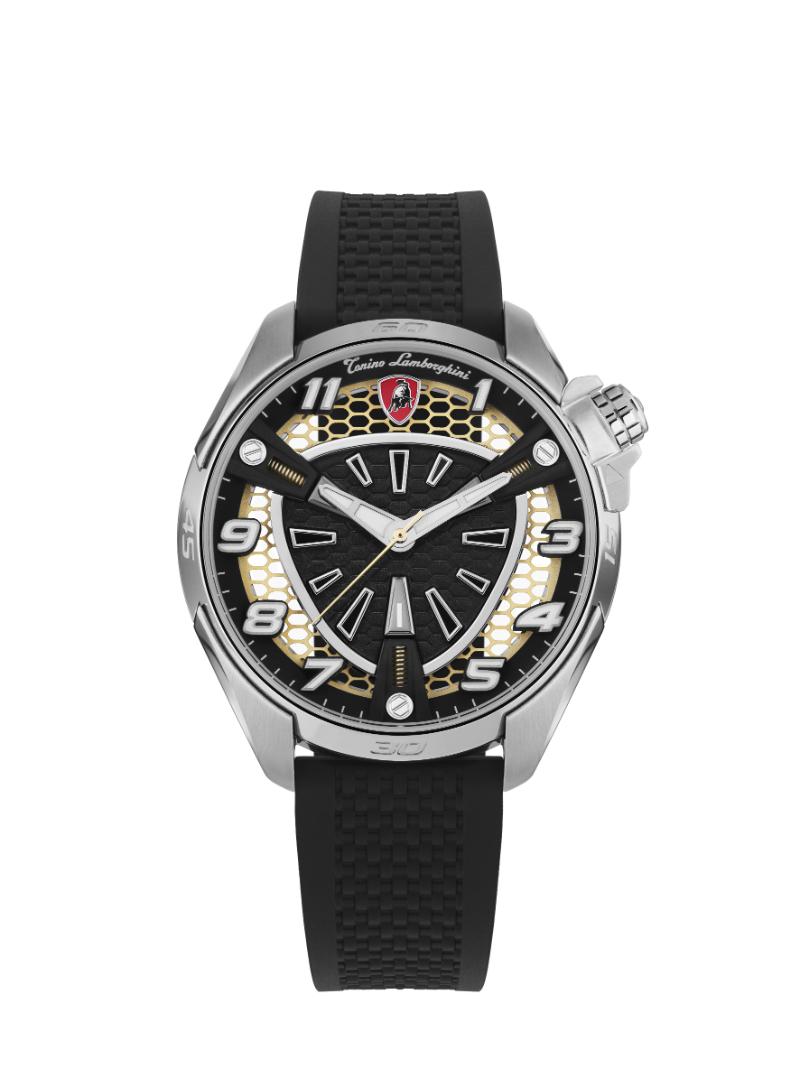 Tonino Lamborghini SHOCK ABS Quartz  White and Black Dial Analog Watch For Gents -  TLABSRG-SS-R