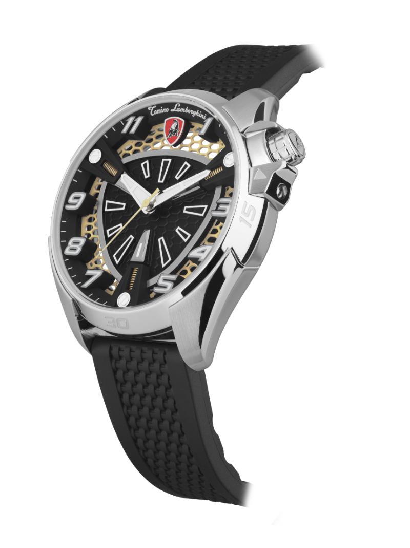 Tonino Lamborghini SHOCK ABS White and Black With  Luminova on hands and Indexes Dial  Watch For Men - TLABSRG-SS-R