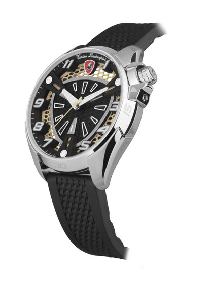 Tonino Lamborghini SHOCK ABS White and Black With  Luminova on hands and Indexes Dial  Watch For Men - TLABSRG-SS-R