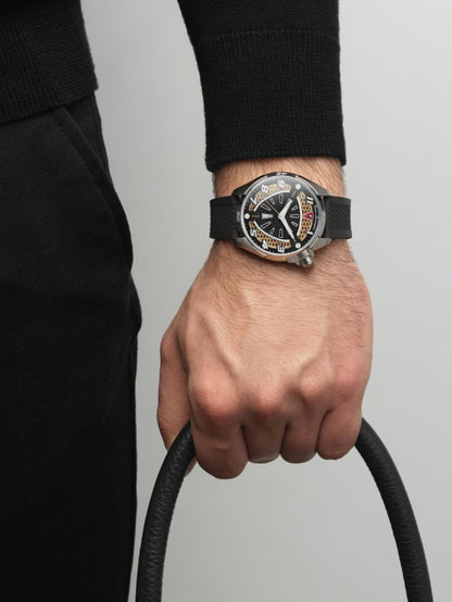 Tonino Lamborghini SHOCK ABS White and Black With  Luminova on hands and Indexes Dial  Watch For Men - TLABSRG-SS-R