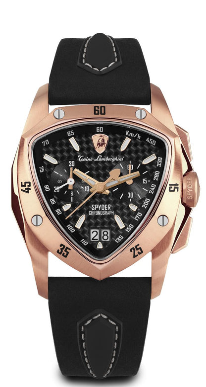 Tonino Lamborghini Swiss Made Spyder Quartz  Black Dial Analog Watch For Gents -  TLF-A13-8