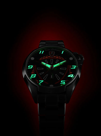 Tonino Lamborghini SHOCK ABS Blue and Black With Luminova on hands and Indexes Dial  Watch For Men - TLABSB-SS-B