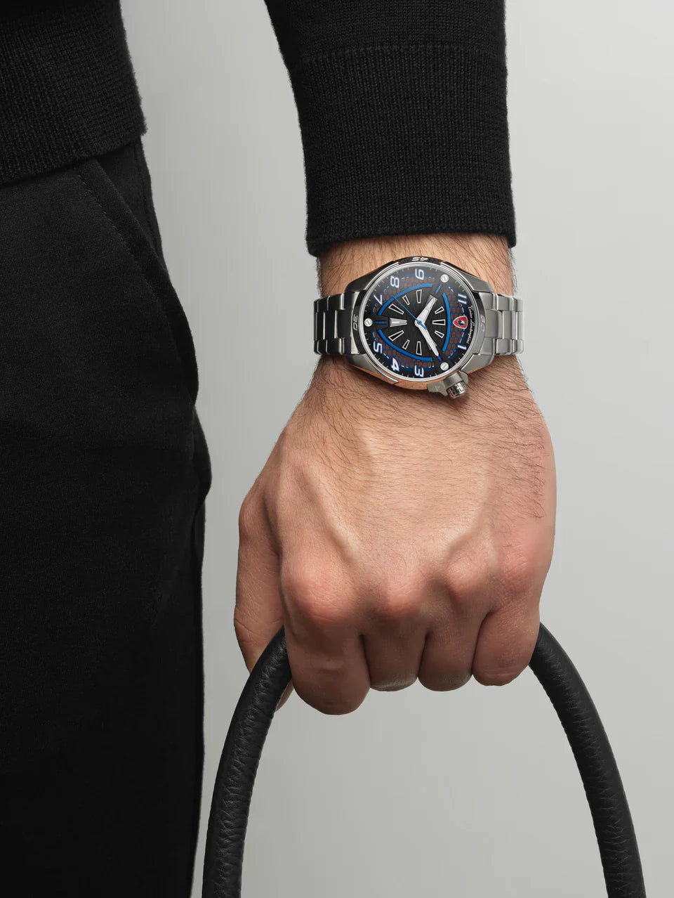 Tonino Lamborghini SHOCK ABS Blue and Black With Luminova on hands and Indexes Dial  Watch For Men - TLABSB-SS-B