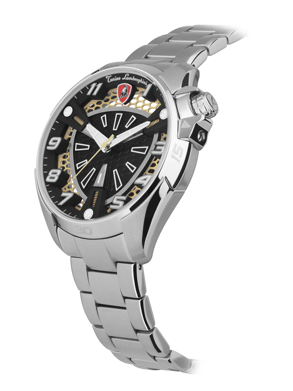 Tonino Lamborghini SHOCK ABS White and Black With  Luminova on hands and Indexes Dial  Watch For Men - TLABSRG-SS-B