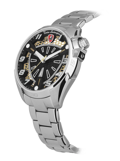 Tonino Lamborghini SHOCK ABS White and Black With  Luminova on hands and Indexes Dial  Watch For Men - TLABSRG-SS-B