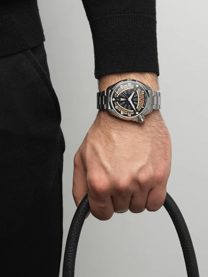 Tonino Lamborghini SHOCK ABS White and Black With  Luminova on hands and Indexes Dial  Watch For Men - TLABSRG-SS-B