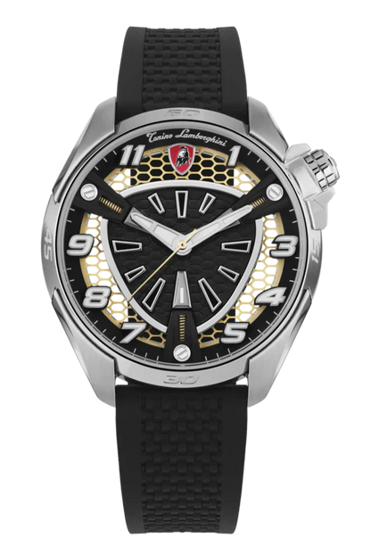Tonino Lamborghini SHOCK ABS White and Black With  Luminova on hands and Indexes Dial  Watch For Men - TLABSRG-SS-R