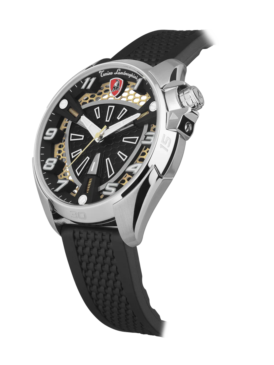 Tonino Lamborghini SHOCK ABS White and Black With  Luminova on hands and Indexes Dial  Watch For Men - TLABSRG-SS-R