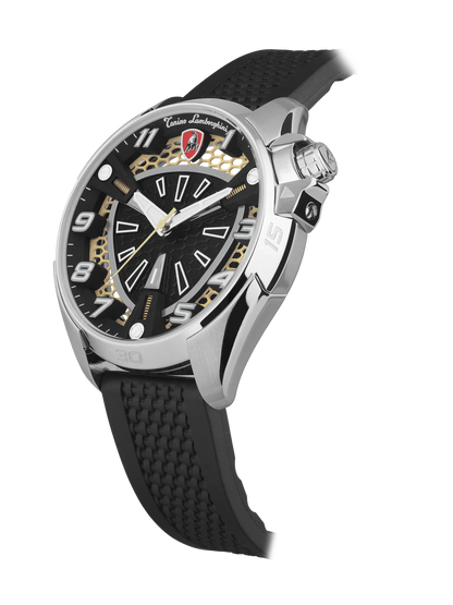 Tonino Lamborghini SHOCK ABS White and Black With  Luminova on hands and Indexes Dial  Watch For Men - TLABSRG-SS-R
