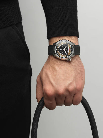Tonino Lamborghini SHOCK ABS White and Black With  Luminova on hands and Indexes Dial  Watch For Men - TLABSRG-SS-R