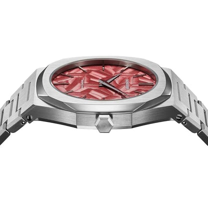 D1 Milano Stainless Steel Analog Red Dial, Silver Band Men Watch-UTBJ33