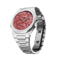 D1 Milano Stainless Steel Analog Red Dial, Silver Band Men Watch-UTBJ33