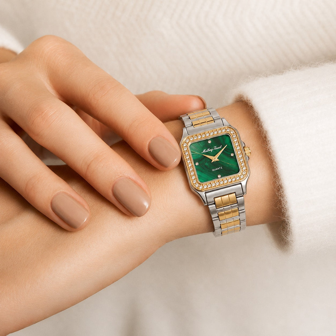 Mathey-Tissot Swiss Made Quartz  Green Dial Analog Watch - Ladies D971BQYV