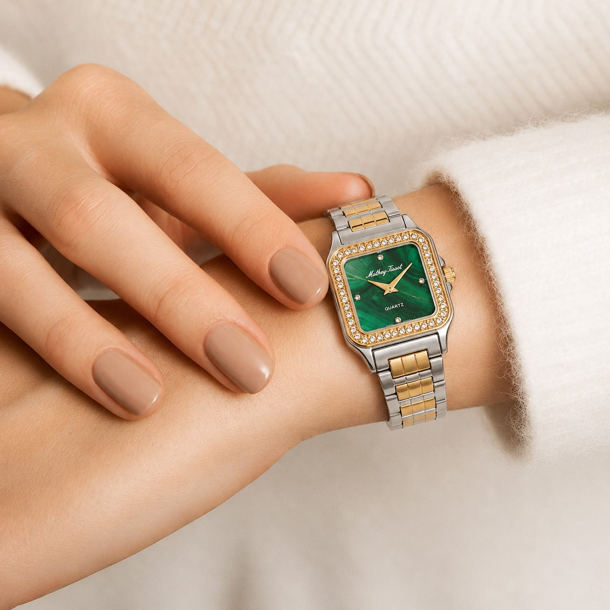 Mathey-Tissot Swiss Made Quartz  Green Dial Analog Watch - Ladies D971BQYV